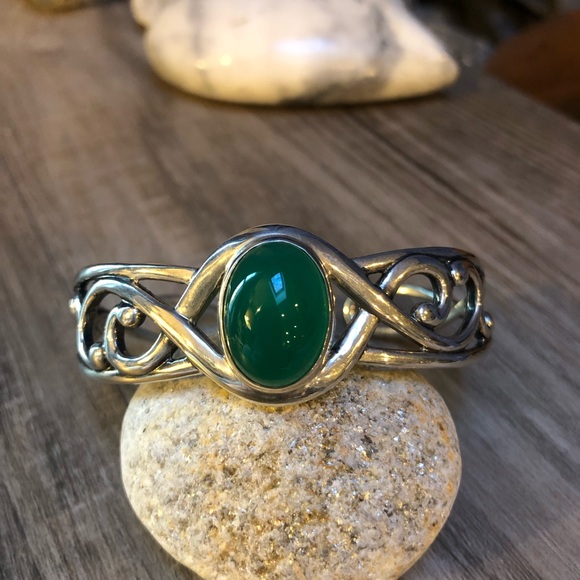Carolyn Pollack Sterling Paradise Green Chalcedony Cuff Bracelet 💚 - Picture 6 of 9